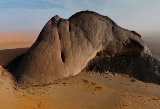 Ben Amera monolith in the Mauritanian Sahara desert